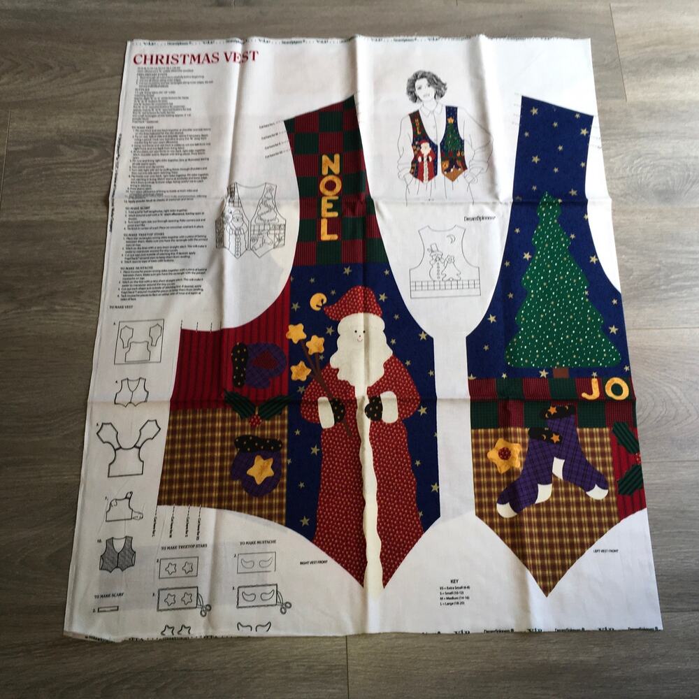 Dreamspinners Christmas Vest Sewing Kit Fabric Panel 6-20 USA Vintage Holiday